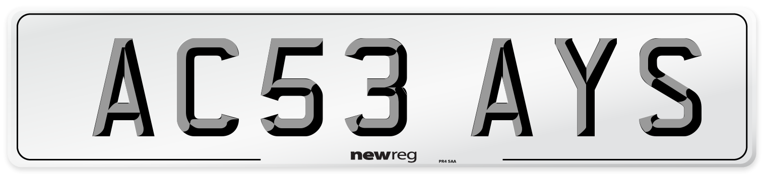 AC53 AYS Number Plate from New Reg